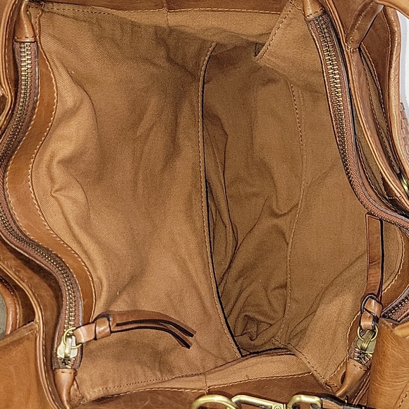 Made in India Brown and Yellow Woven Leather Tote Crossbody Bag - Picture 15 of 15